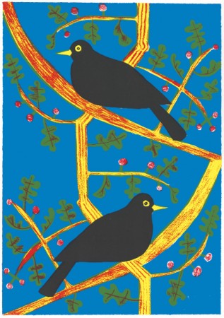 Two Blackbirds screen print